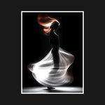 A graceful silhouette rises under a play of light and shadow, capturing a fleeting, poetic moment of movement and mystery.