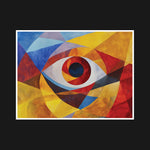 Geometric shapes collide and coalesce, creating a prismatic effect, symbolizing the exploration of fractured reality and the harmony between simplicity and complexity.