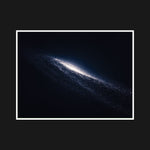 Minimalist depiction of a quasar in the black cosmos, emitting a faint glow amidst distant stars, symbolizing the silent power and serene beauty of this celestial phenomenon.